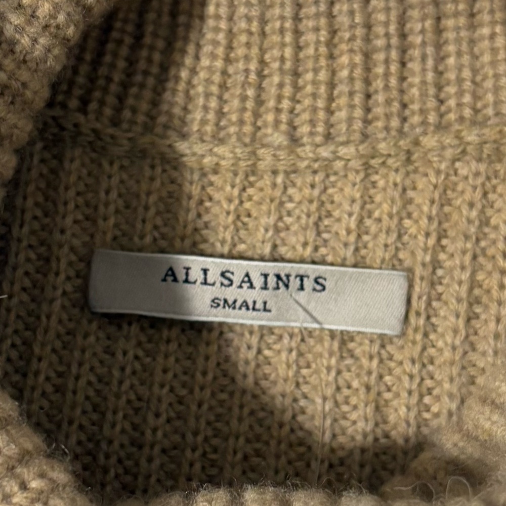 Allsaints Beige Jago Roll Neck Wool Blend Sweater Size Small Neutral Knit Alpaca - Picture 5 of 7